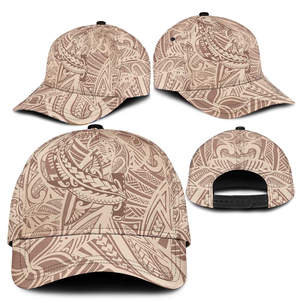 Beige Gradient Polynesia Classic Cap Hawaiian Tribal Hammerhead Shark Tattoo LT14