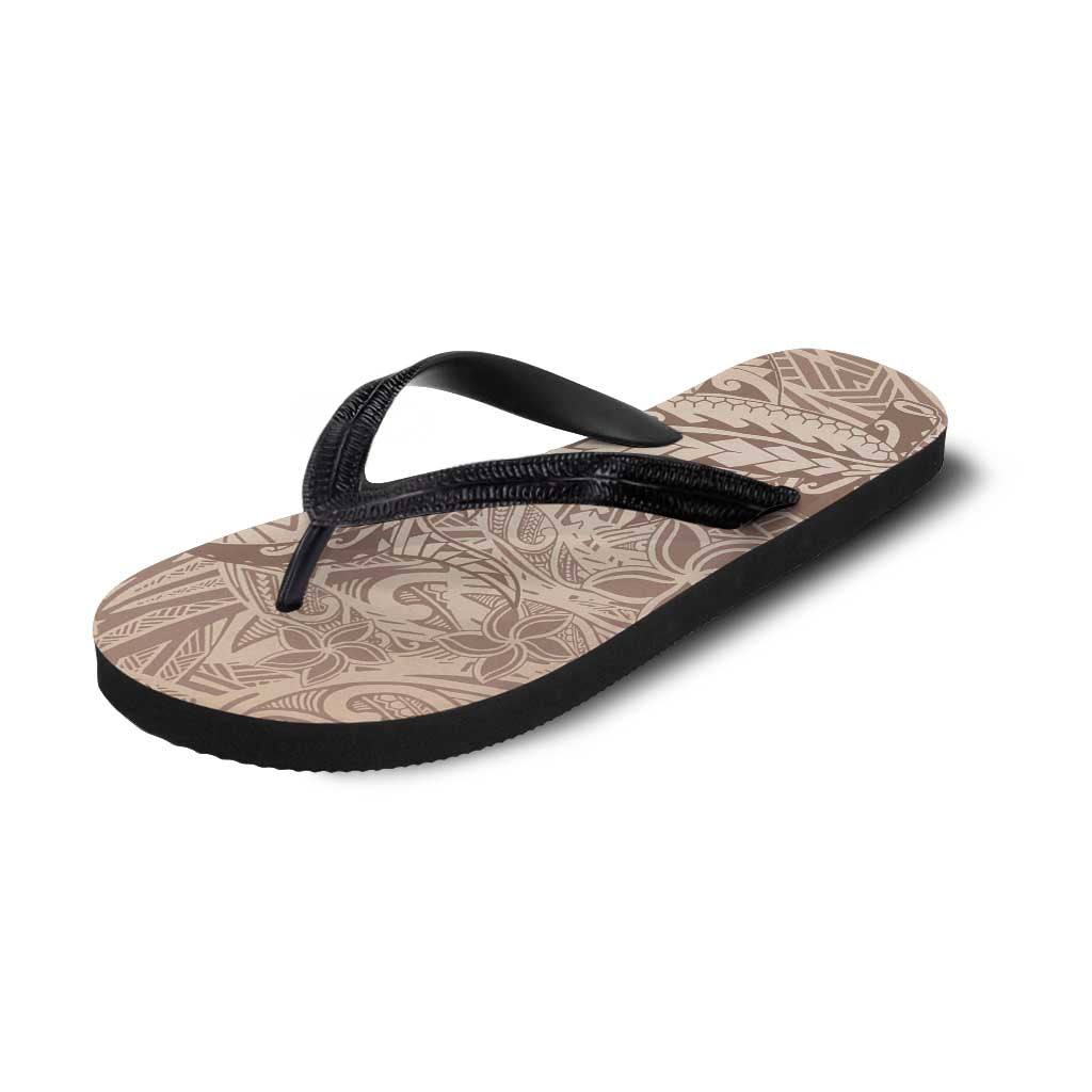 Beige Gradient Polynesia Flip Flops Hawaiian Tribal Hammerhead Shark Tattoo LT14 - Polynesian Pride