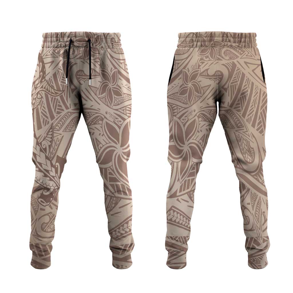 Beige Gradient Polynesia Jogger Pants Hawaiian Tribal Hammerhead Shark Tattoo - Polynesian Pride