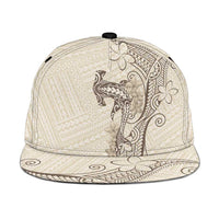 Beige Hawaii Snapback Cap Hammerhead Shark Tattoo Curve Polynesian - Polynesian Pride
