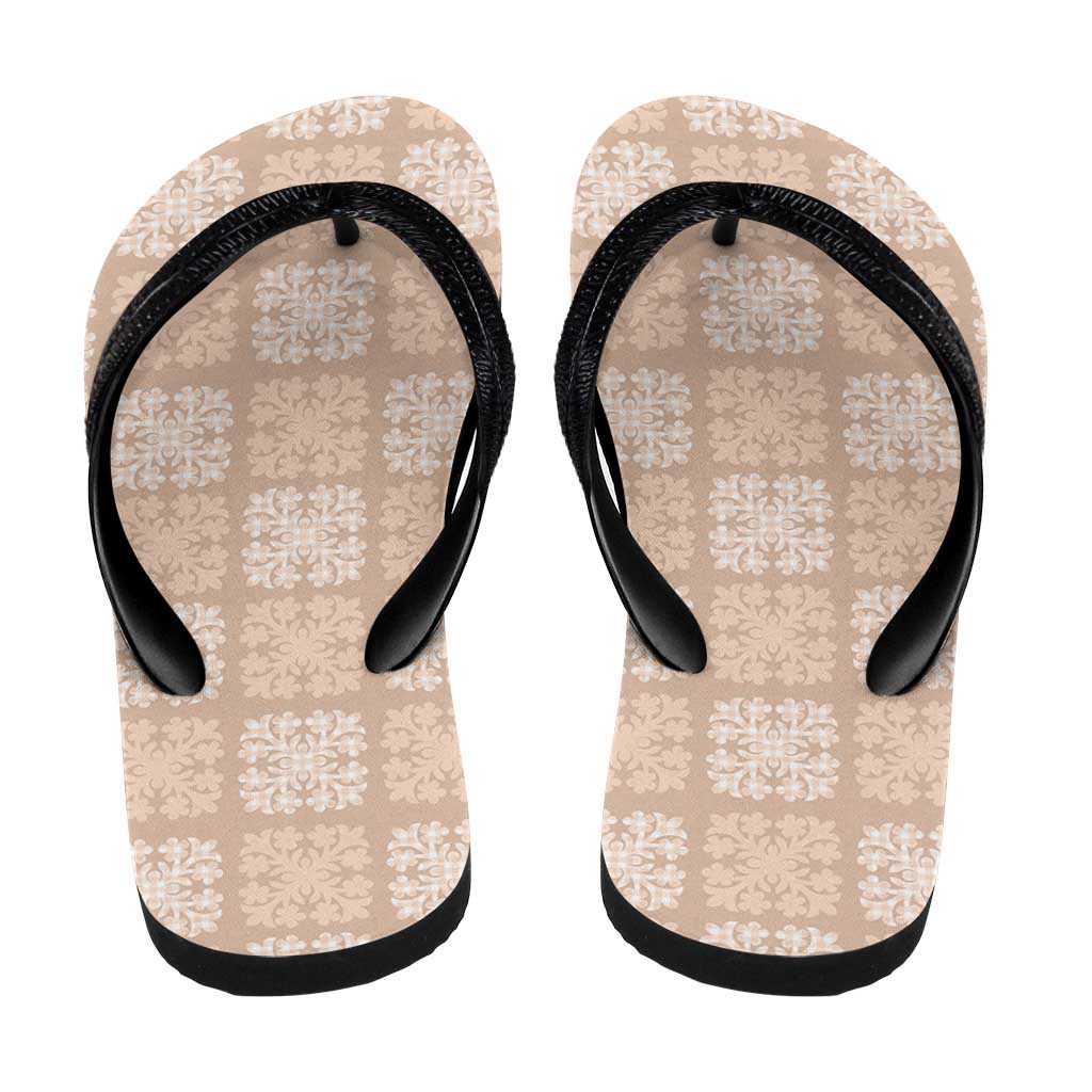 Beige Palaka Quilt Hawaii Flip Flops Traditional Hawaii-plaid Pattern LT14 - Polynesian Pride