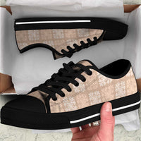 Beige Palaka Quilt Hawaii Low Top Shoes Traditional Hawaii-plaid Pattern LT14 Beige - Polynesian Pride