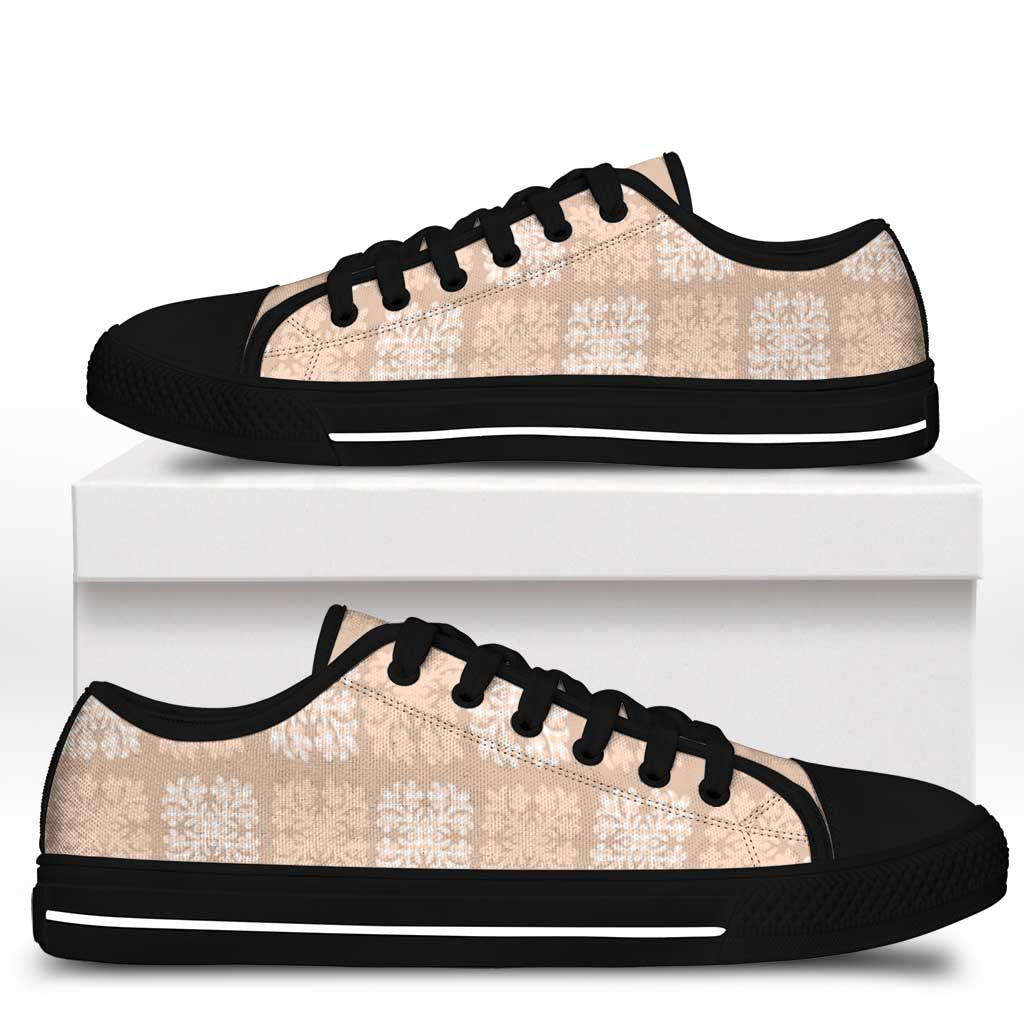 Beige Palaka Quilt Hawaii Low Top Shoes Traditional Hawaii-plaid Pattern LT14 - Polynesian Pride