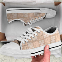 Beige Palaka Quilt Hawaii Low Top Shoes Traditional Hawaii-plaid Pattern LT14 Beige - Polynesian Pride
