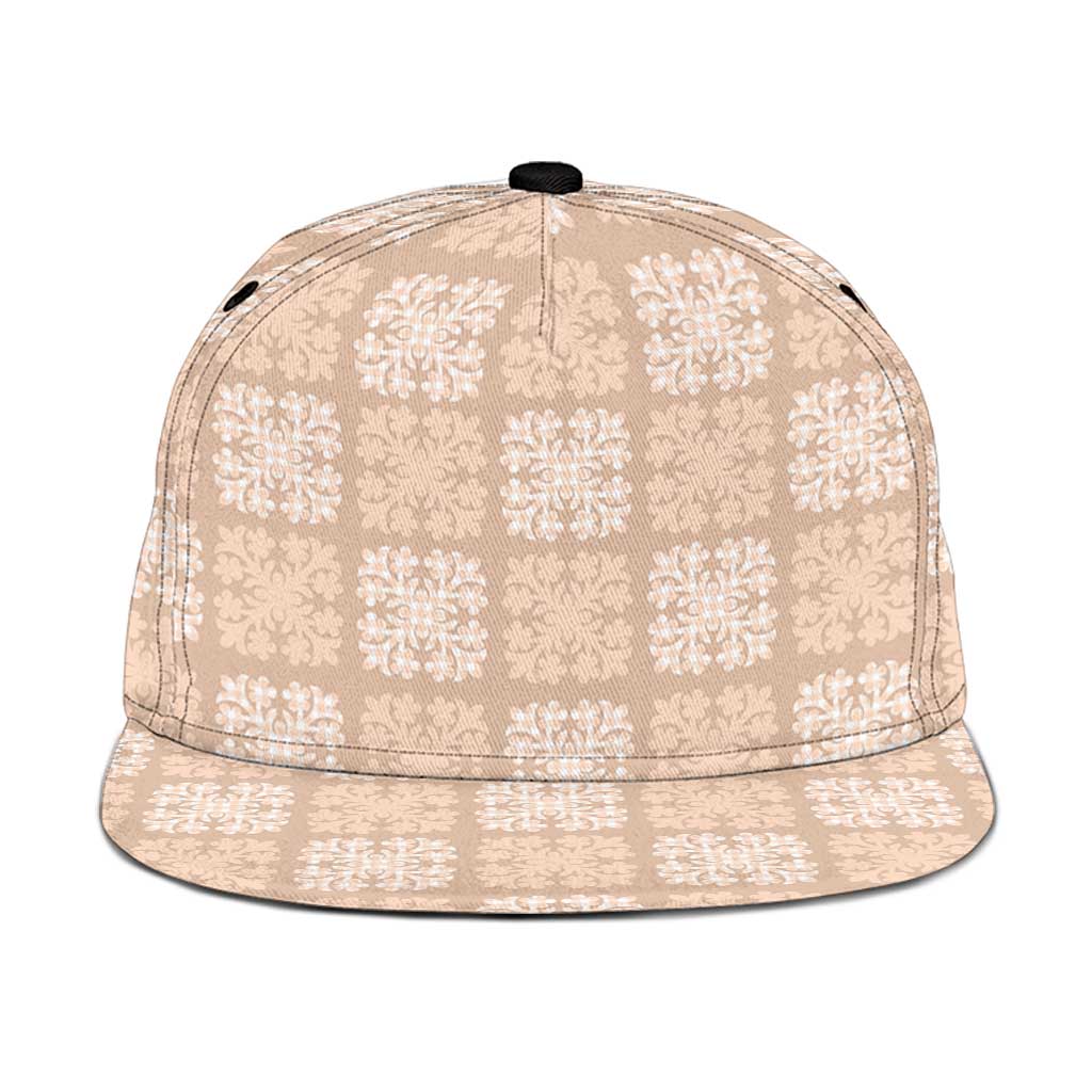 Beige Palaka Quilt Hawaii Snapback Cap Traditional Hawaii-plaid Pattern - Polynesian Pride