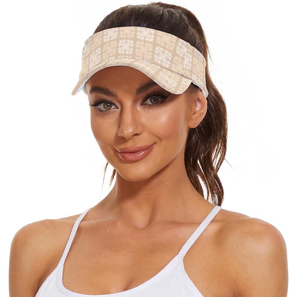 Beige Palaka Quilt Hawaii Sun Visor Cap Traditional Hawaii-plaid Pattern LT14 - Polynesian Pride