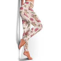 Beige Paniolo Palaka Hawaiian Cowgirl Christmas Leggings - Polynesian Pride