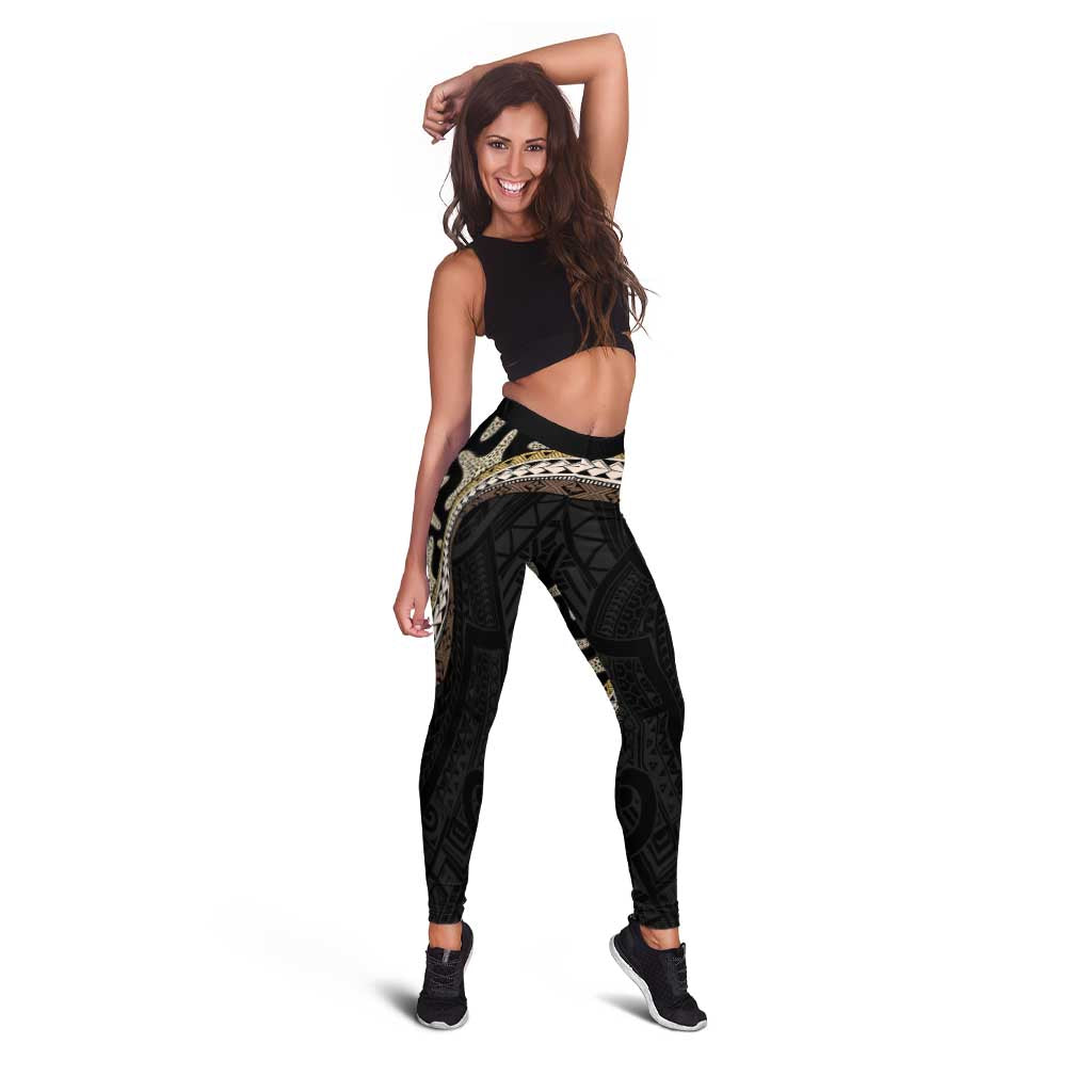 Beige Polynesian Starfish Unique Pattern Leggings