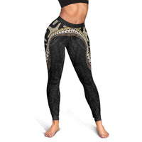 Beige Polynesian Starfish Unique Pattern Leggings