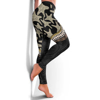 Beige Polynesian Starfish Unique Pattern Leggings