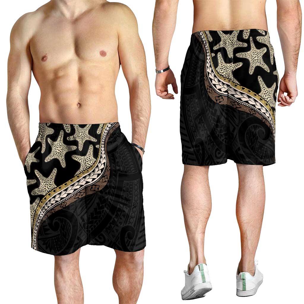 Beige Polynesian Starfish Unique Pattern Shorts for Men LT01 - Polynesian Pride