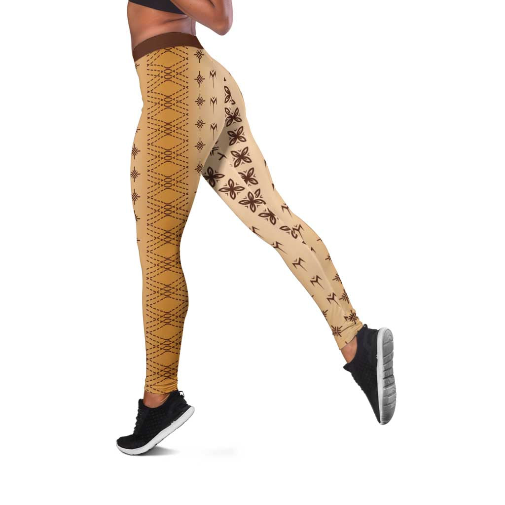 Beige Samoa Malu Tattoo Inspired Leggings