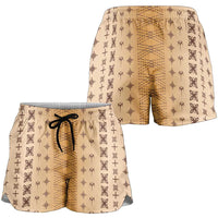 Beige Samoa Malu Tattoo Inspired Shorts for Women