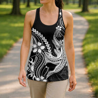 Black Aloha Hawaii Hollow Tank Top Polynesian Shark Tattoo With Plumeria - Polynesian Pride