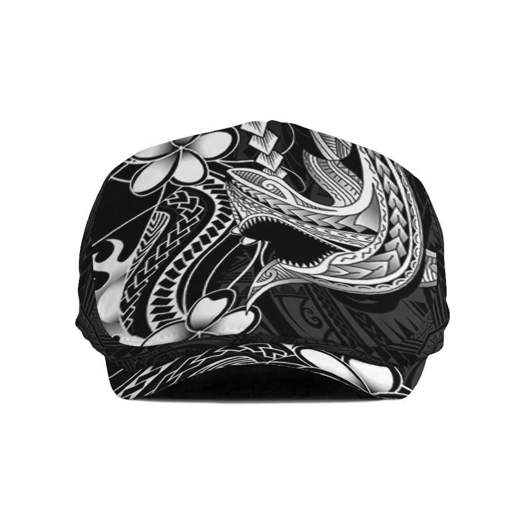 Black Aloha Hawaii Jeff Hat Polynesian Shark Tattoo With Plumeria - Polynesian Pride
