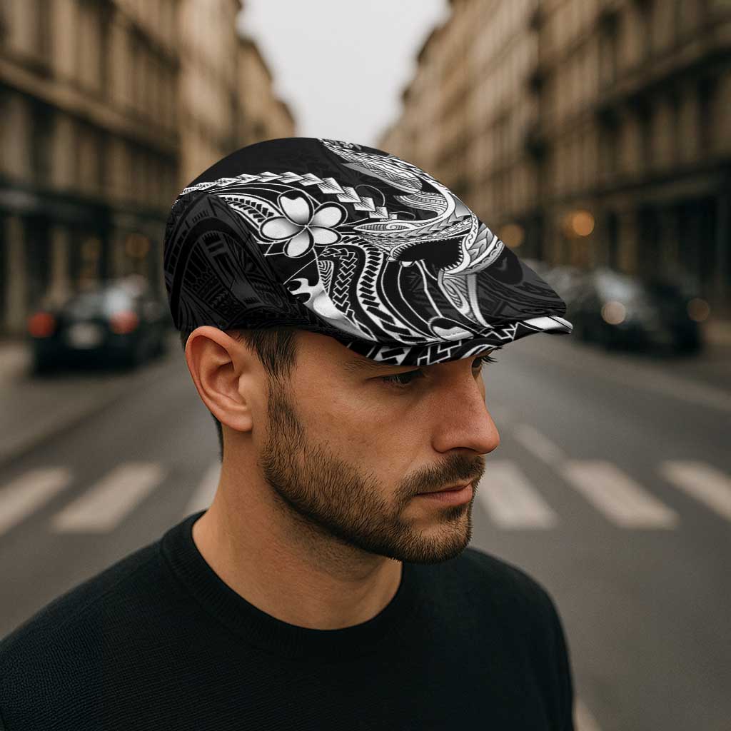 Black Aloha Hawaii Jeff Hat Polynesian Shark Tattoo With Plumeria - Polynesian Pride