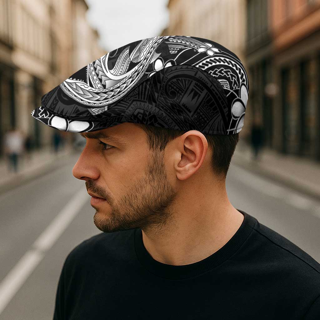 Black Aloha Hawaii Jeff Hat Polynesian Shark Tattoo With Plumeria - Polynesian Pride