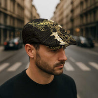 Black and Gold Hawaii Jeff Hat Hammerhead Shark Tattoo Curve Polynesian - Polynesian Pride