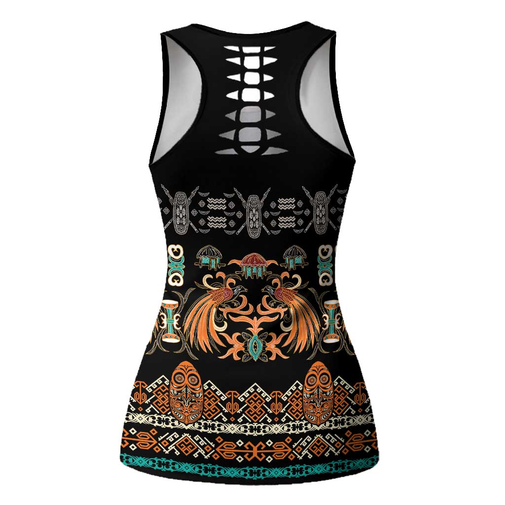 Black Batik Papua-inspired Pattern Hollow Tank Top - Polynesian Pride