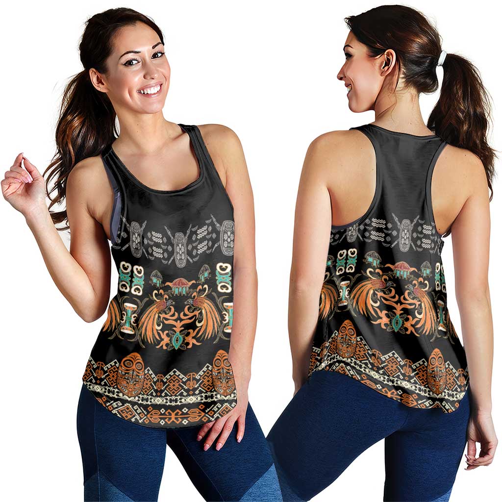 Black Batik Papua-inspired Pattern Women Racerback Tank LT9 - Polynesian Pride
