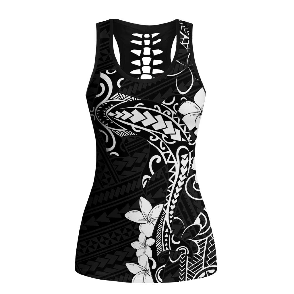 Black Hawaii Hollow Tank Top Hammerhead Shark Tattoo Curve Polynesian - Polynesian Pride
