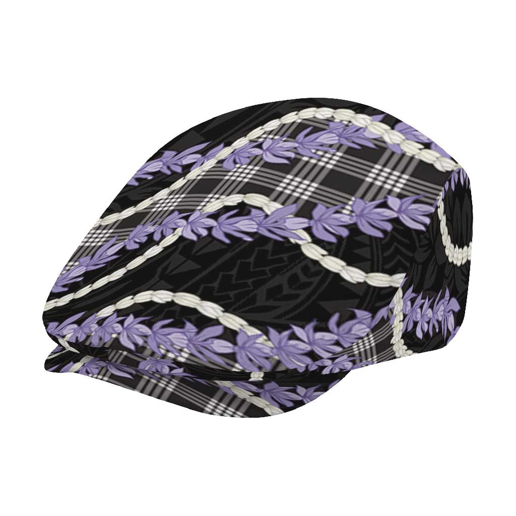 Black Hawaii Palaka Honohono Pikake Jeff Hat Hawaiian Orchid Lei Polynesian Pattern - Polynesian Pride