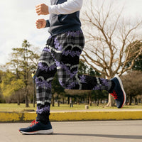Black Hawaii Palaka Honohono Pikake Jogger Pants Hawaiian Orchid Lei Polynesian Pattern - Polynesian Pride