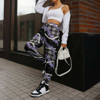 Black Hawaii Palaka Honohono Pikake Jogger Pants Hawaiian Orchid Lei Polynesian Pattern - Polynesian Pride
