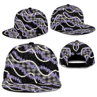 Black Hawaii Palaka Honohono Pikake Snapback Cap Hawaiian Orchid Lei Polynesian Pattern - Polynesian Pride
