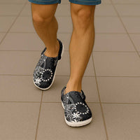 Black Kuki Airani Tapakau Clogs Shoes Tribal Anchor Mix Tiare