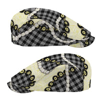 Black Palaka Hawaii Jeff Hat Kukui Nut Pikake Lei Hawaiian Tapa Pattern - Polynesian Pride