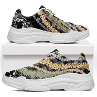 Black Palaka Hawaii Leis Chunky Sneakers Hawaiian-plaid Elegant Tropical Vibes