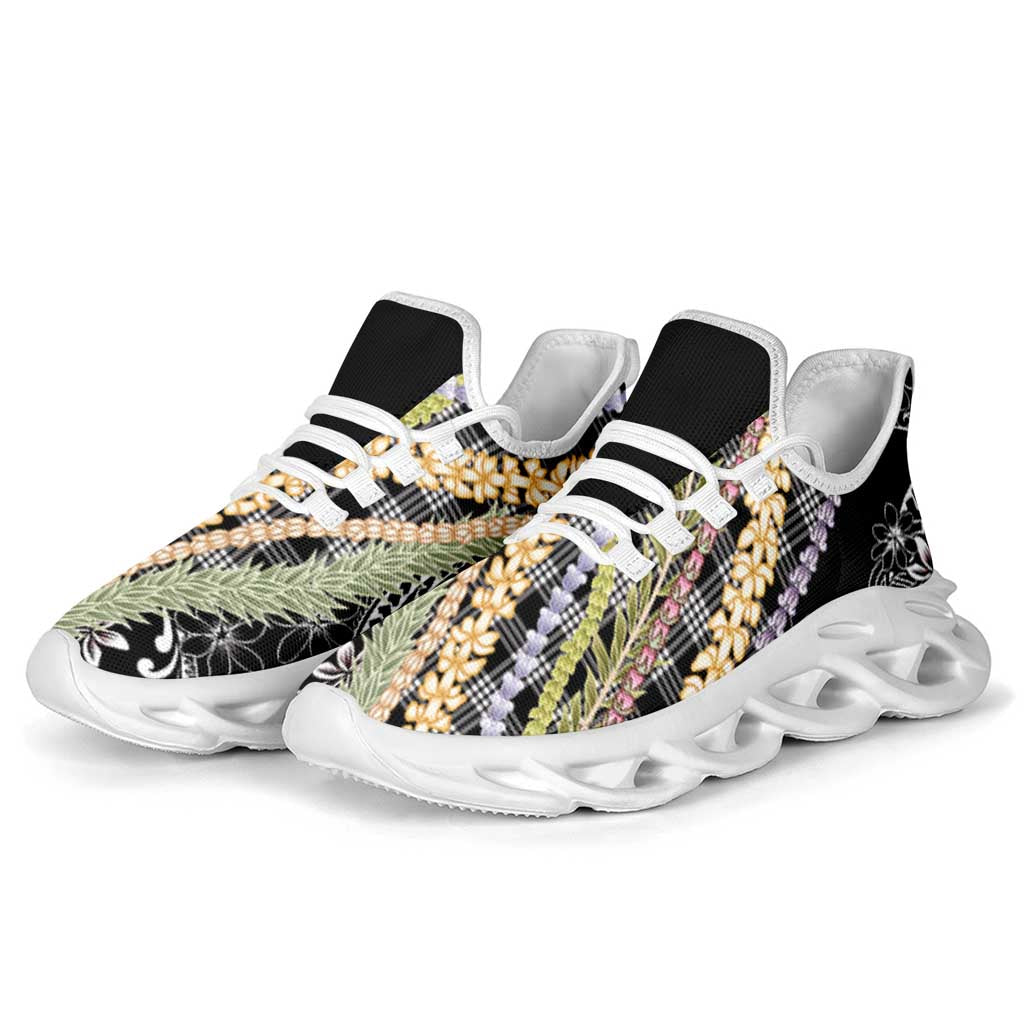 Black Palaka Hawaii Leis Clunky Sneakers Hawaiian-plaid Elegant Tropical Vibes