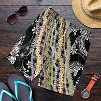 Black Palaka Hawaii Leis Shorts for Men Hawaiian-plaid Elegant Tropical Vibes - Polynesian Pride