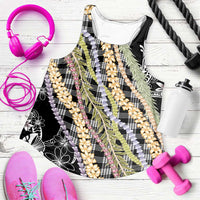 Black Palaka Hawaii Leis Women Racerback Tank Hawaiian-plaid Elegant Tropical Vibes - Polynesian Pride