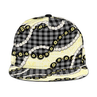 Black Palaka Hawaii Snapback Cap Kukui Nut Pikake Lei Hawaiian Tapa Pattern - Polynesian Pride