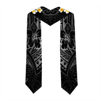 Black Polynesia Graduation Stole Plumeria Tropical Leaves With Galaxy Polynesian Art LT14 - Polynesian Pride