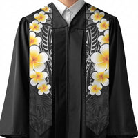 Black Polynesia Graduation Stole Plumeria Tropical Leaves With Galaxy Polynesian Art LT14 - Polynesian Pride