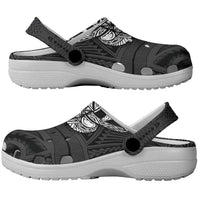 Black Samoa Tattoo Clogs Shoes Plumeria Samoan Ocean Tatau Pattern - Polynesian Pride