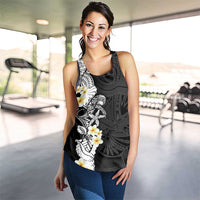 Black Samoa Tattoo Women Racerback Tank Plumeria Samoan Ocean Tatau Pattern - Polynesian Pride
