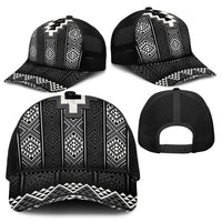 Black Taniko Aotearoa Baseball Net Cap Niho Taniwha Mix Poutama - Polynesian Pride