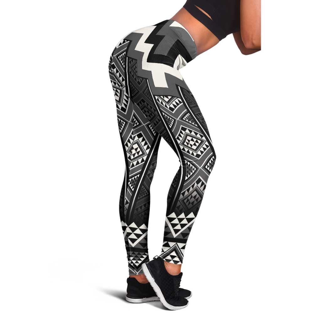 Black Taniko Aotearoa Leggings Niho Taniwha Mix Poutama LT14