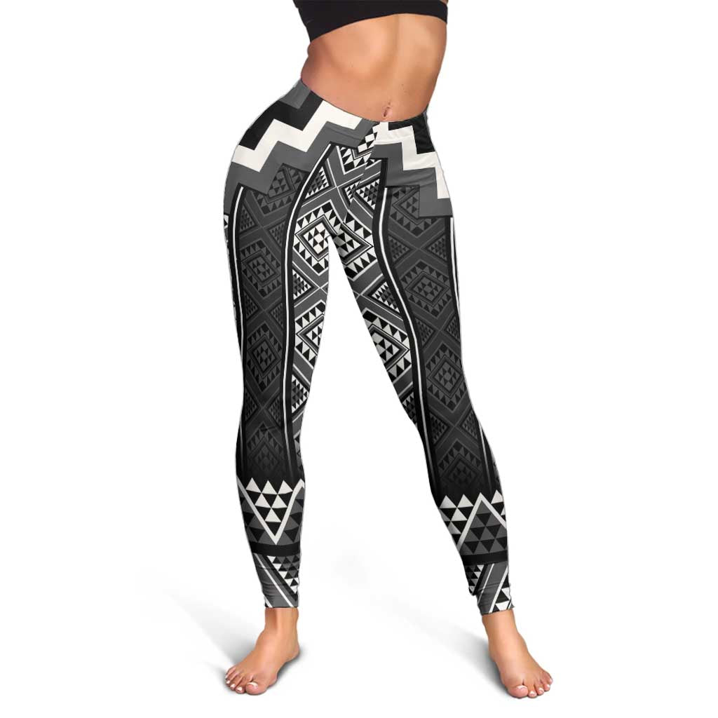 Black Taniko Aotearoa Leggings Niho Taniwha Mix Poutama LT14