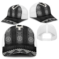 Black Taniko Aotearoa Mesh Trucker Cap Niho Taniwha Mix Poutama - Polynesian Pride