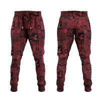 Black Tonga Kilisimasi Fiefia Jogger Pants Pacific Patchwork Xmas Vibes - Polynesian Pride