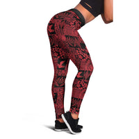Black Tonga Kilisimasi Fiefia Leggings Pacific Patchwork Xmas Vibes - Polynesian Pride