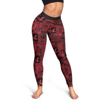 Black Tonga Kilisimasi Fiefia Leggings Pacific Patchwork Xmas Vibes - Polynesian Pride