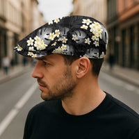 Black Tropical Hawaii Jeff Hat Seamless Monstera Plumeria Hawaiian Pattern - Polynesian Pride