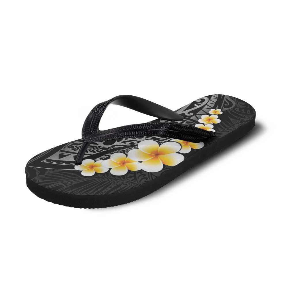 Black Tropical Plumeria Galaxy Polynesian Art Flip Flops LT14 - Polynesian Pride