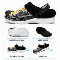 Black Tropical Plumeria With Galaxy Polynesian Art Fleece Clogs